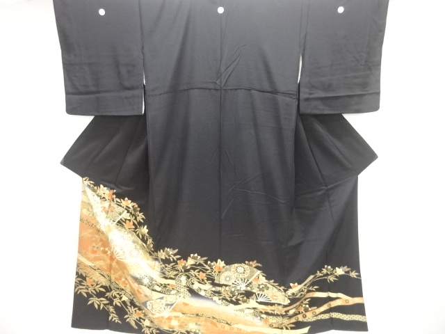 【未使用】　色留袖　 正絹　比翼　ワインレッド　刺繍　金彩　 3つ紋　落胤 未使用】 色留袖 正絹 比翼 ワインレッド 刺繍 金彩 3つ紋 落胤 未使用】